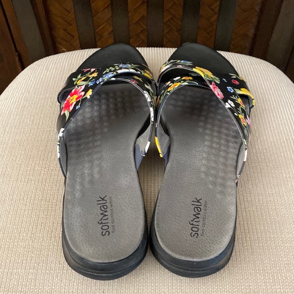 SOFTWALK  - Floral Sandal Black 12W - Picture 5 of 8